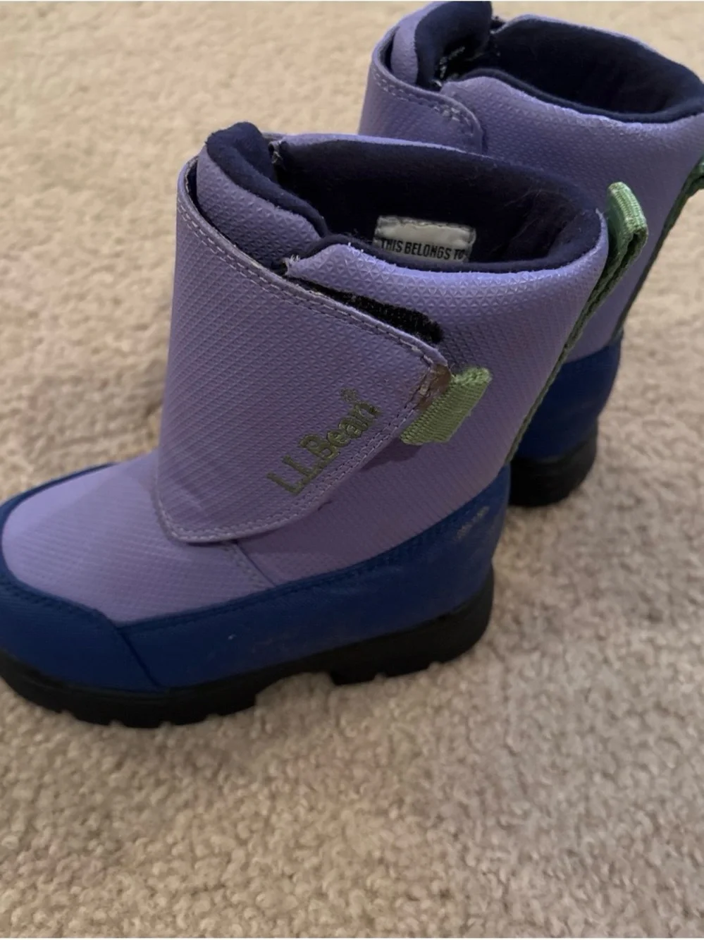 L.L. Bean Kids Lavender and Navy Snow Boots